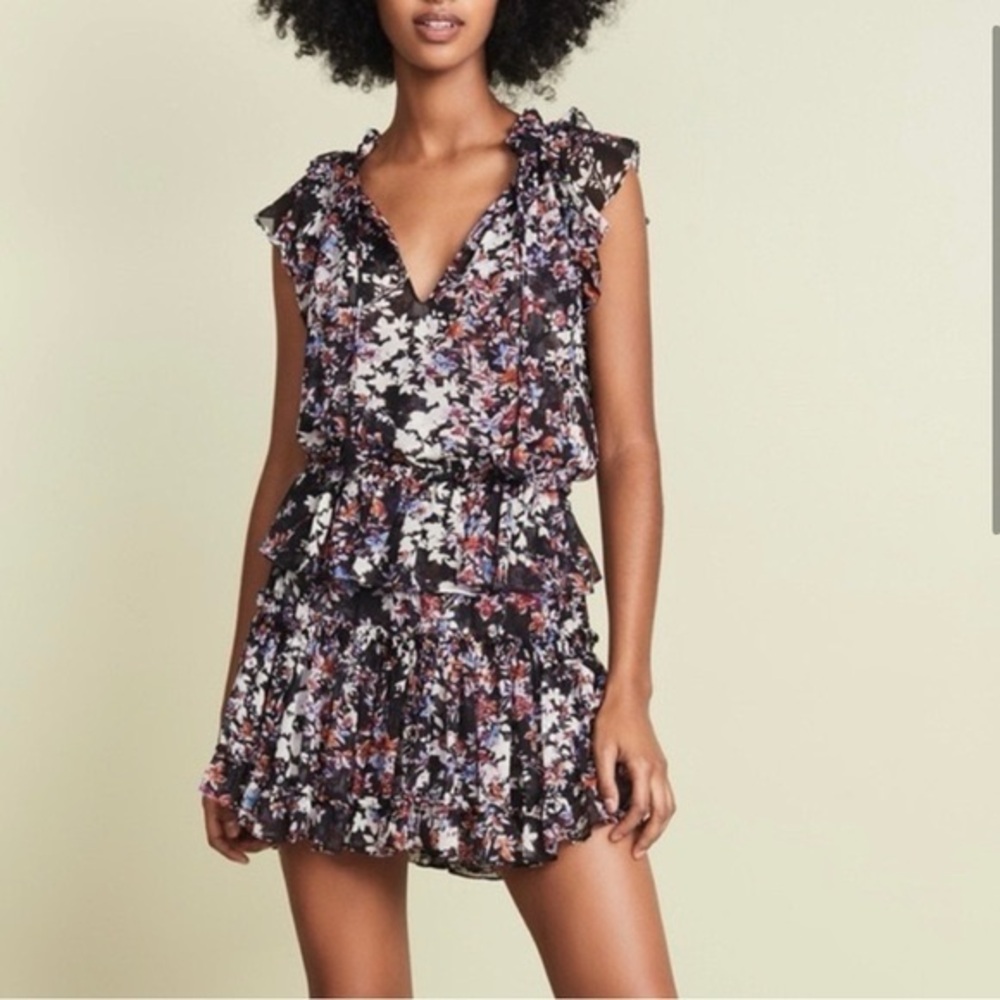 Misa Los Angeles Black Floral Mini Dress